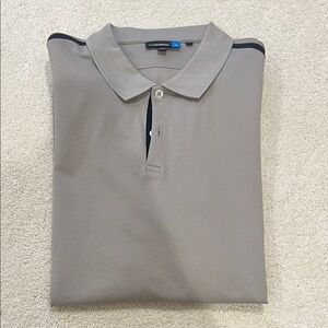 NWOT J Lindeberg Men’s Taupe Polo with Navy Contrast Trim
